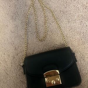 Forever 21 Black Crossbody Bag with Gold Chain